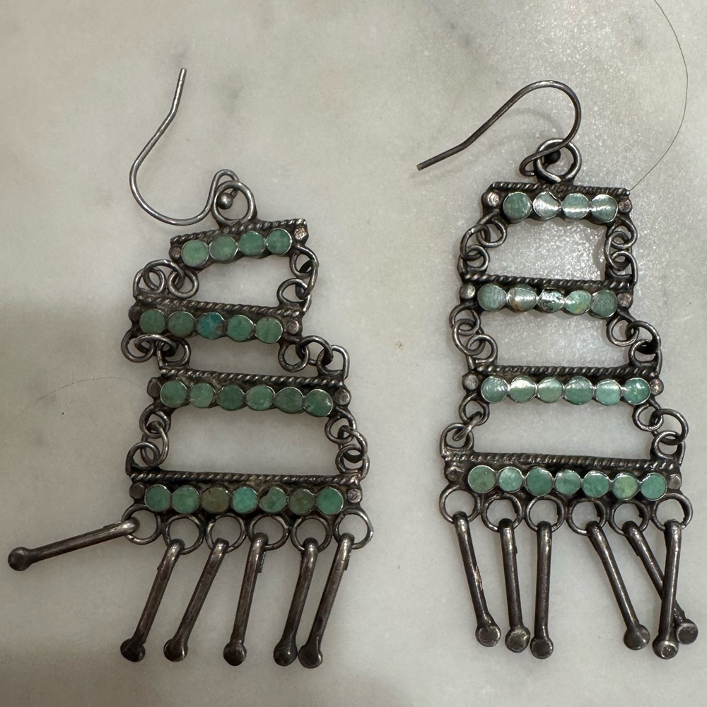Turquoise chandelier vintage earrings